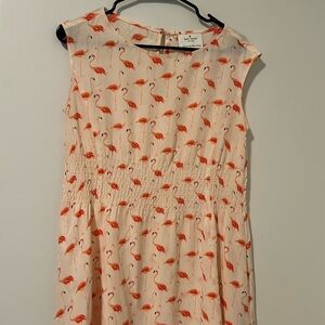 Kate Spade Flamingo Novelty Print 54% Silk Blend Dress Pockets Tropical Size 4